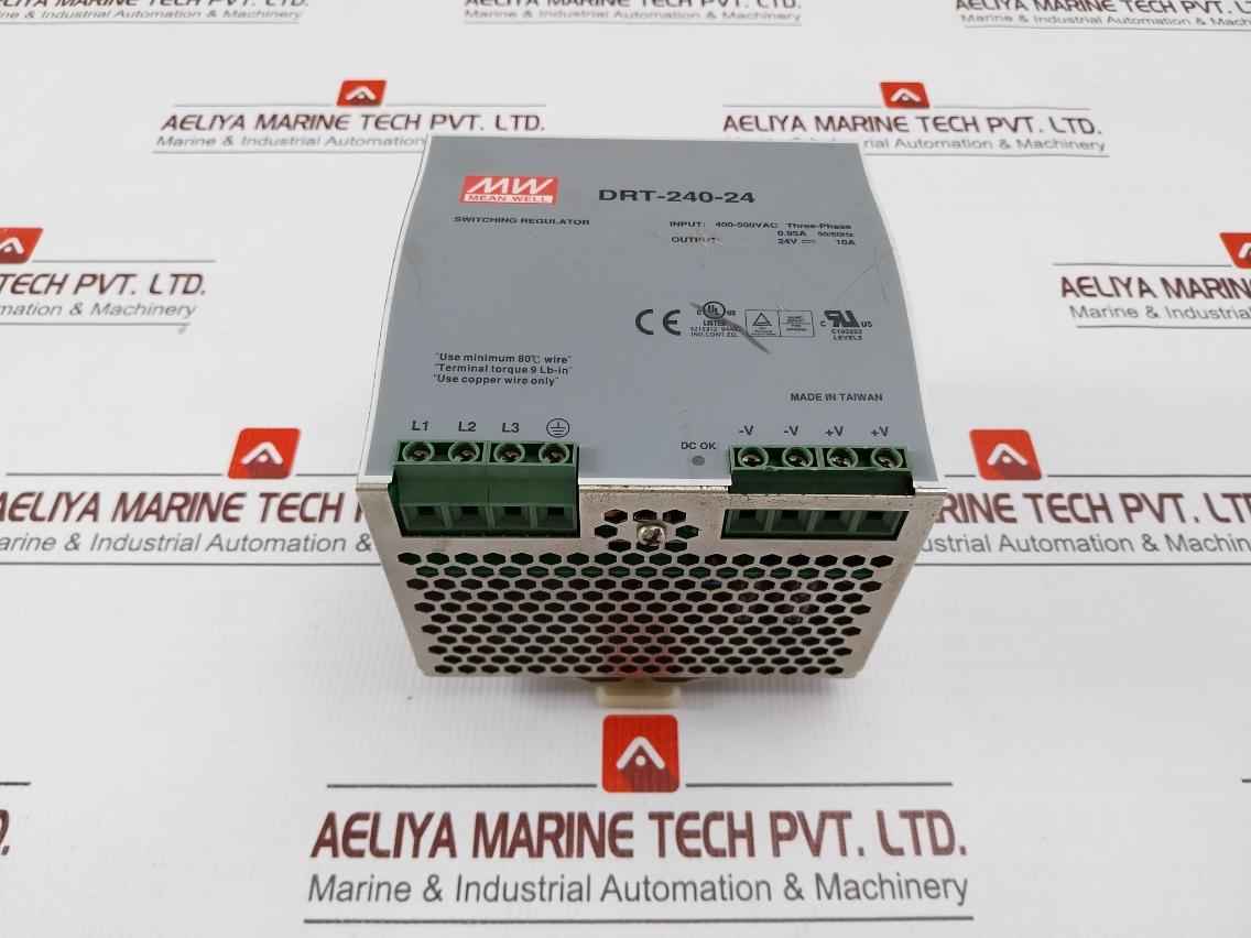Mean Well Drt-240-24 Industrial Din Rail Power Supply 400-500vac Three Phase 50