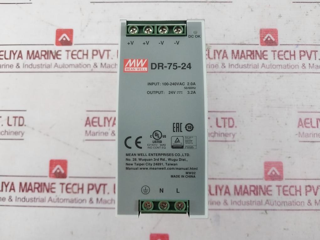 Mean Well Dr-75-24 Din Rail Power Supply 100-240Vac