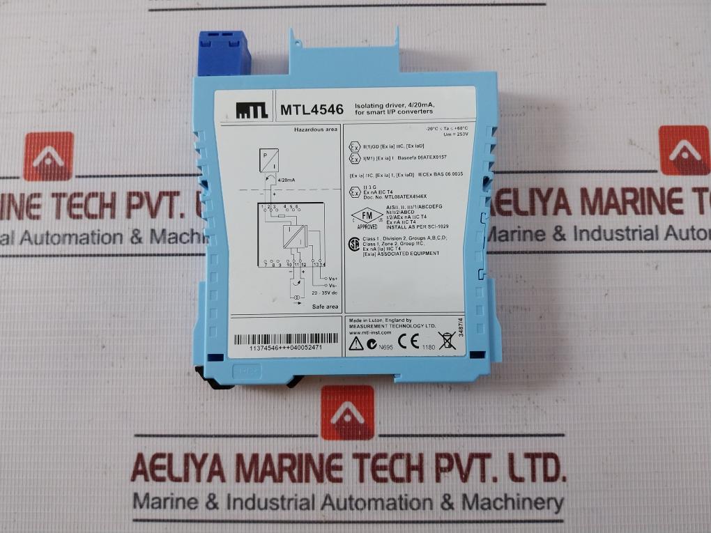 Measurement Technology Mtl4546 Isolating Driver 4/20Ma 20-35V Dc