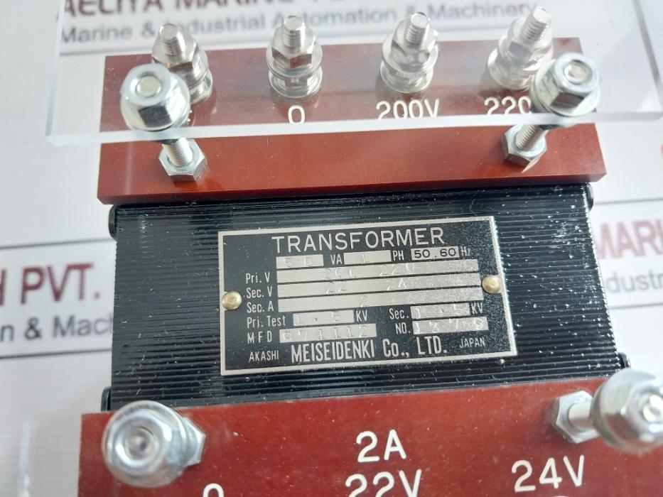Meisei Denki Transformer 200-220V/22-24V 50Va 1 Ph 50.60Hz 1.5 Kv