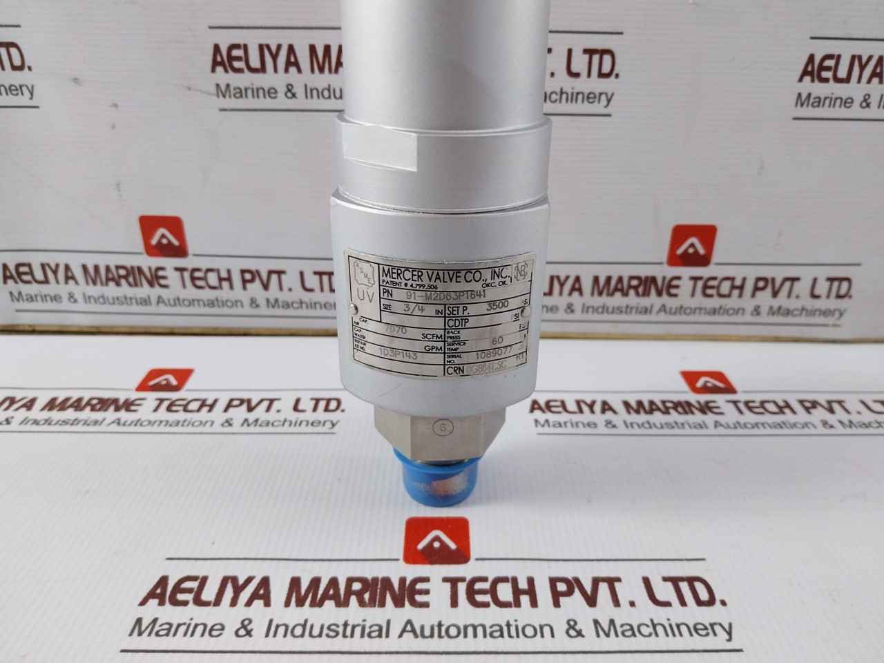 Mercer Valve 91-m2D63P1641 Pressure Relief Valve 3/4" 3500 Psi 7070 Scfm