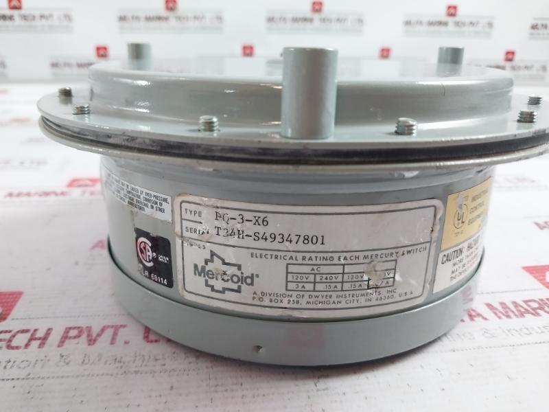 Mercoid Pq-3-x6 Electrical Rating Each Mercury Switch 120V 3A