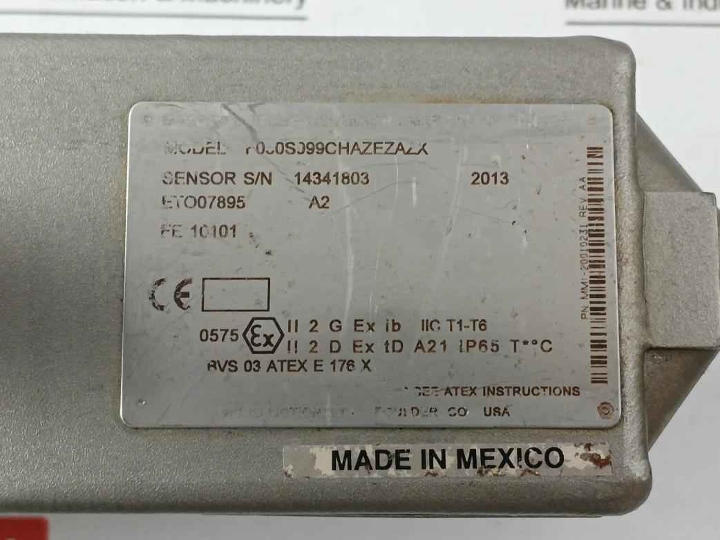 Micro Motion 20001827 Coriolis Meter F050S099Chazezazx Rev Aa