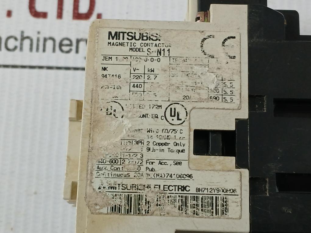 Mitsubishi 20A 100-110V 60Hz Magnetic Contactor S-n11