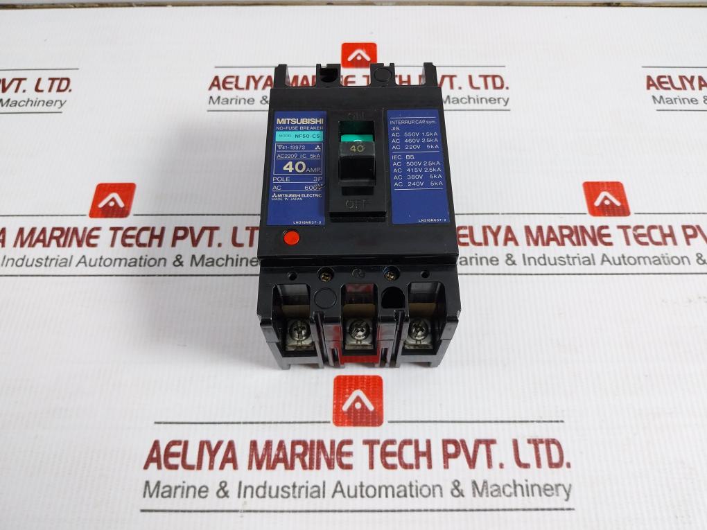Mitsubishi Electric 3-pole Circuit Breaker 600 Vac Part No Nf50-cs