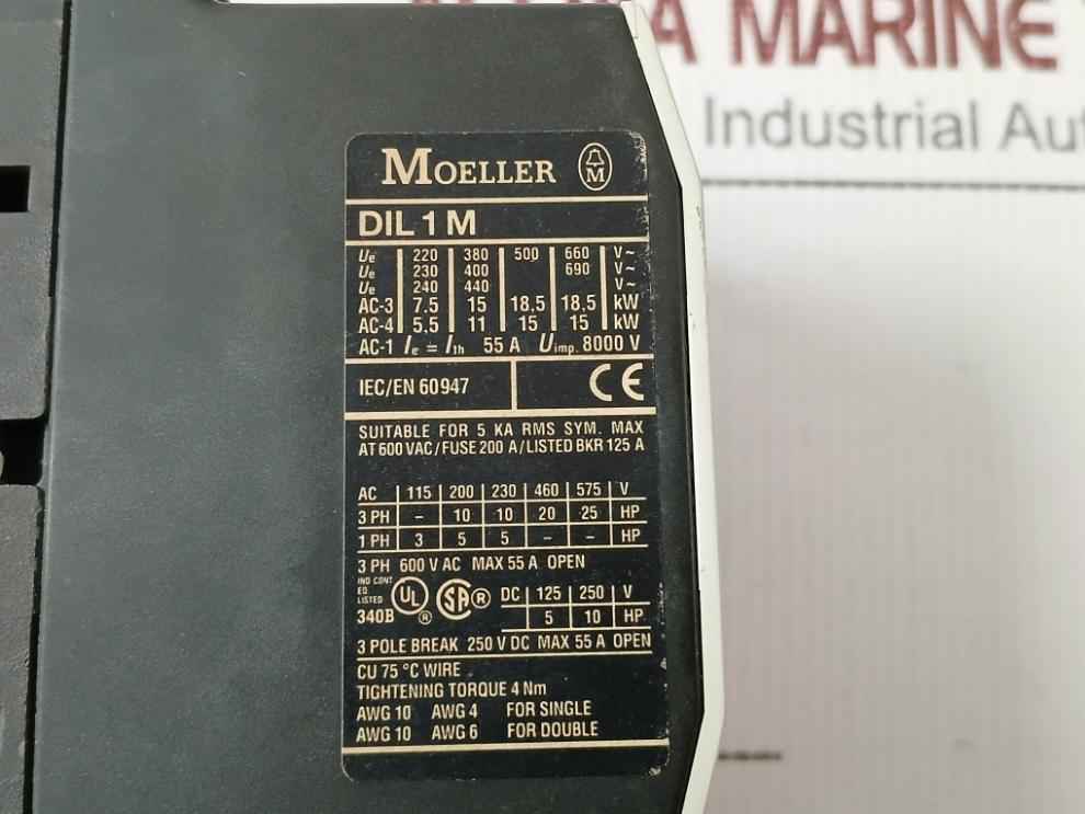 Moeller Dil 1m Magnetic Contactor 3 Pole Break 250v Dc Max 55a