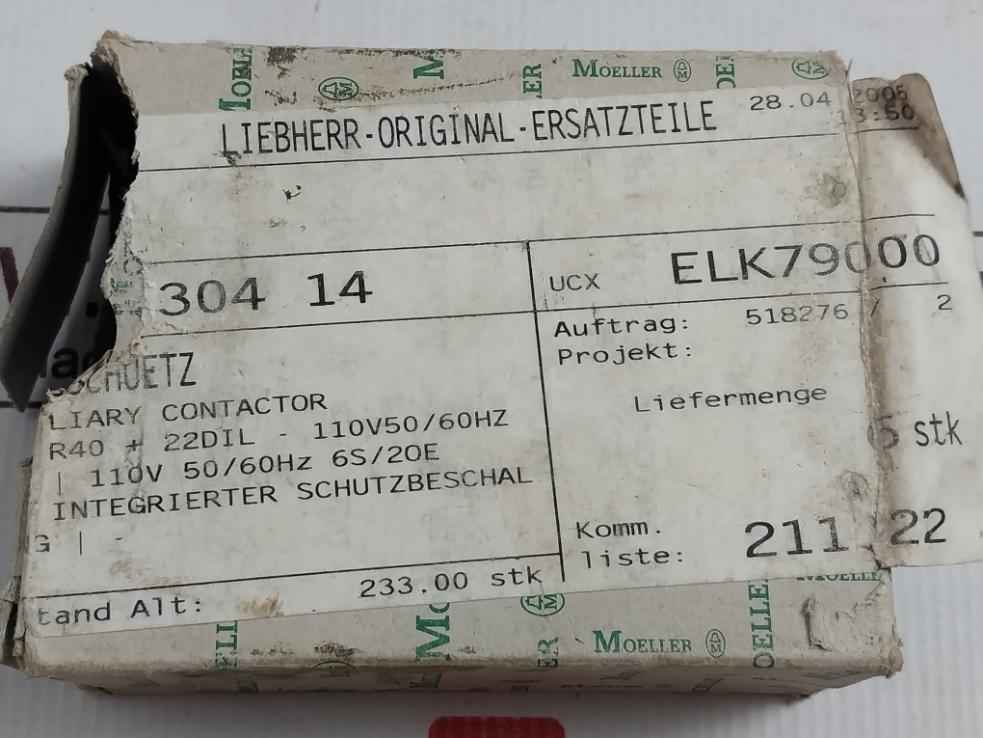 Moeller Dil R 40 Contactor Relay 110v-50/60hz-z-a600 P300