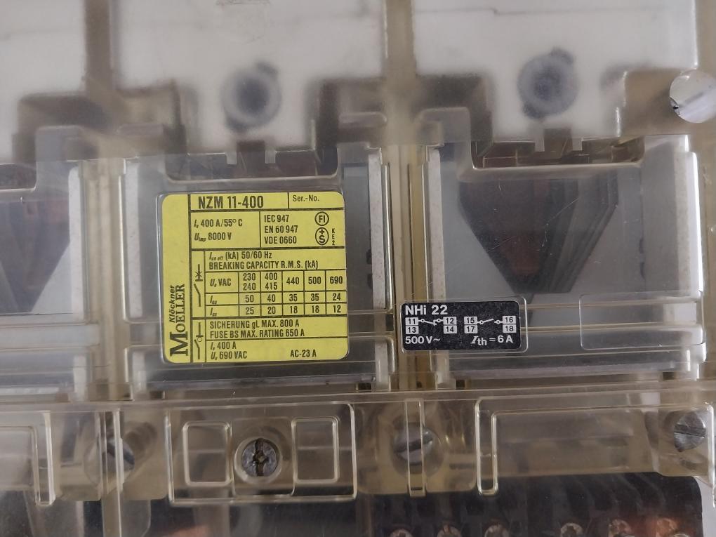 Moeller NZM 11-400 Circuit Breaker 6A 400A/55?C 8000V