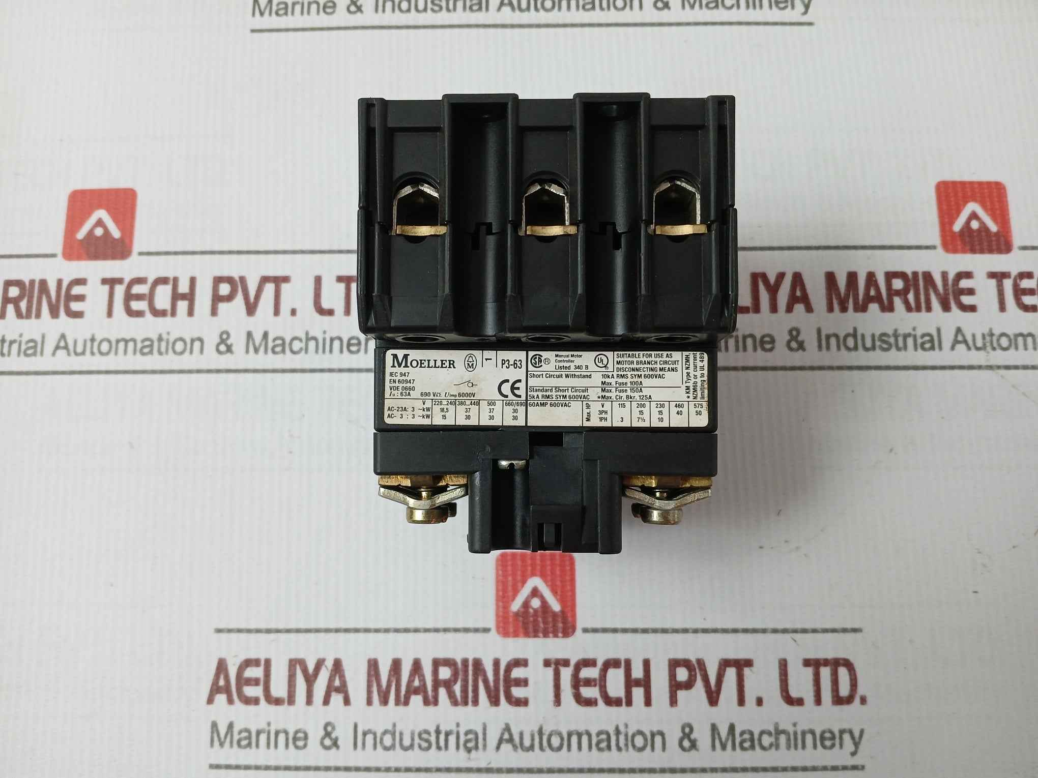 Moeller P3-63/V/Svb Rotary Disconnect Circuit Interrupter 60Amp 600Vac