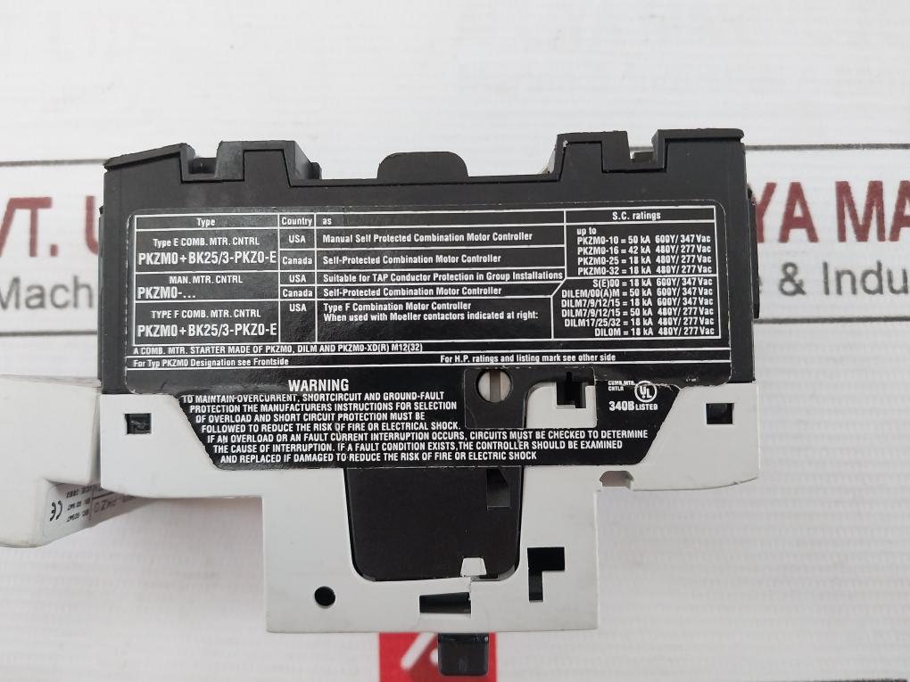 Moeller Pkzm0-4 Motor Protective Circuit Breaker 6000V 50/60Hz 600Vac 65A
