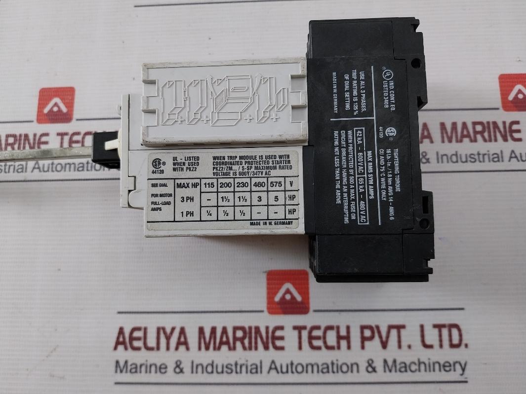 Moeller Zm-6-pkz 2 Manual Motor Protector 600Y/347Vac 0.6-40A 50/60Hz
