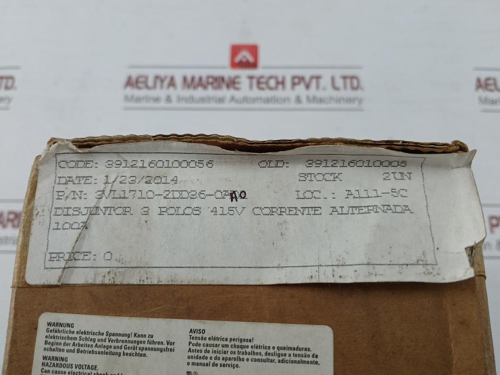 Molded-Circuit-Breaker-By-Siemens-3vl1710-2dd36-0aa0-Vl160x-50-60hz-415-Vac-100a-12