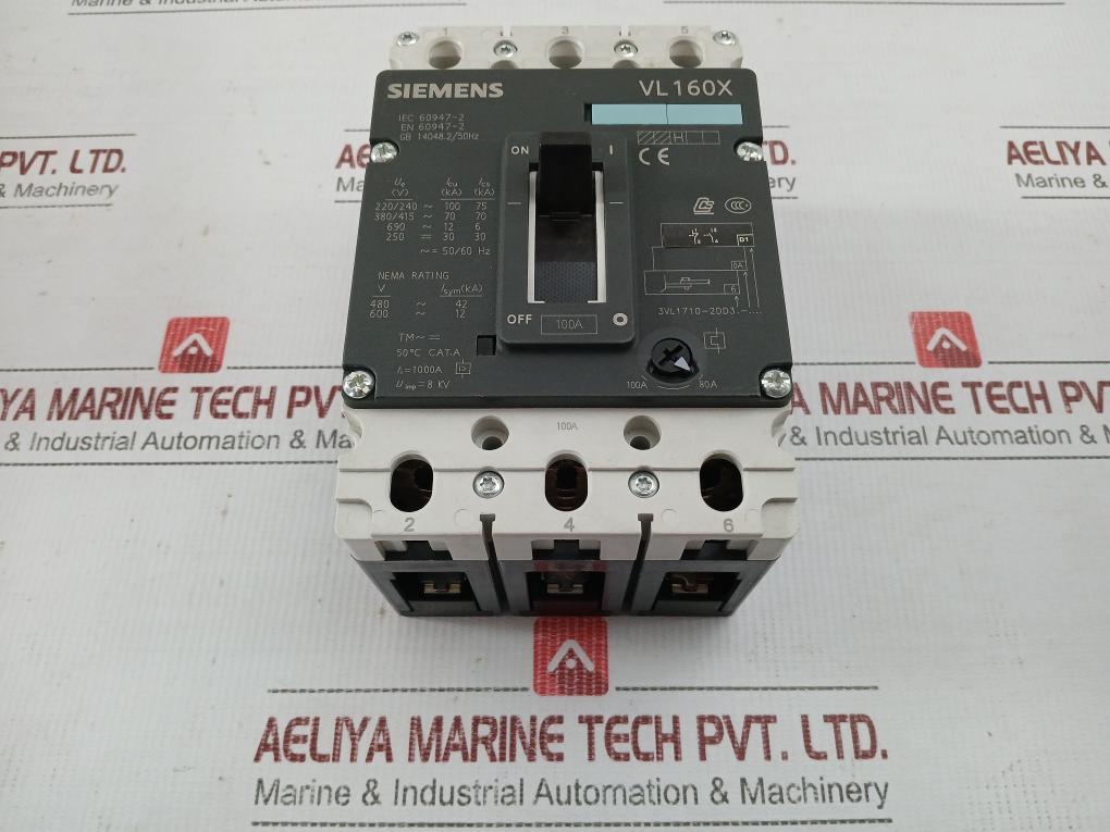Molded-Circuit-Breaker-By-Siemens-3vl1710-2dd36-0aa0-Vl160x-50-60hz-415-Vac-100a-3
