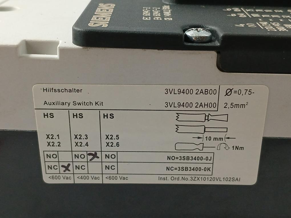 Molded Case Circuit Breaker 3Vl4731-2Dc36-0Ab1 Siemens 415V Ac 50/60Hz