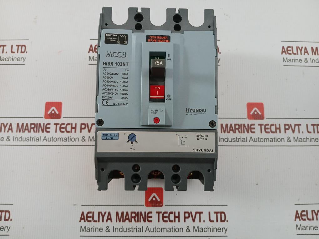 Molded Case Circuit Breaker Ac 750V 50/60Hz Hyundai Hibx 103Nt