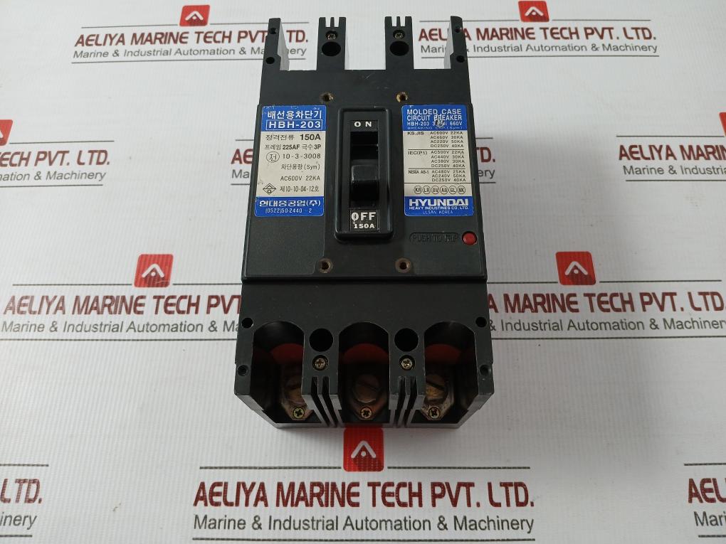 Molded Case Circuit Breaker Hbh-203 Hyundai 150A