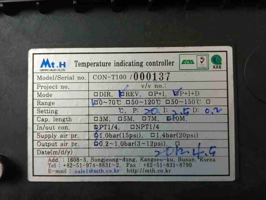 Mt.H Con- T100/P200-f02 Temperature Indicating Controller Rev P+I+D