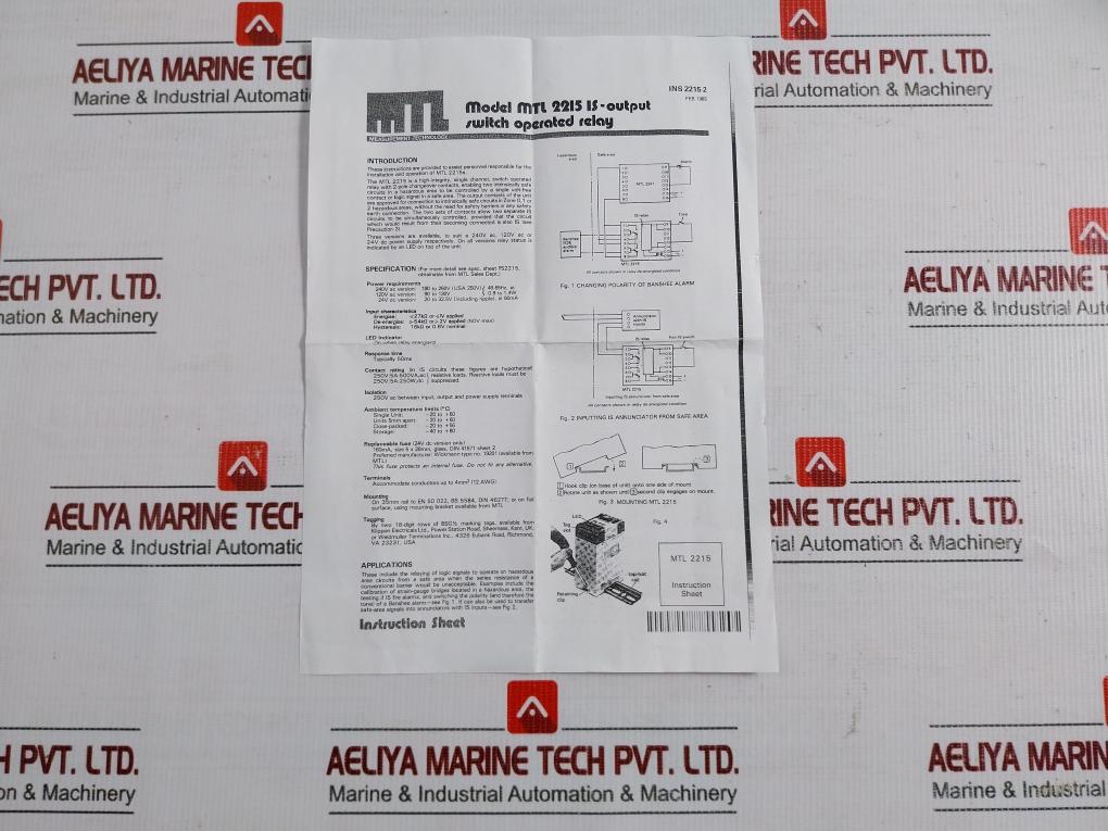 Mtl-2215 Is-output Switch Operated Relay Measurement Technology