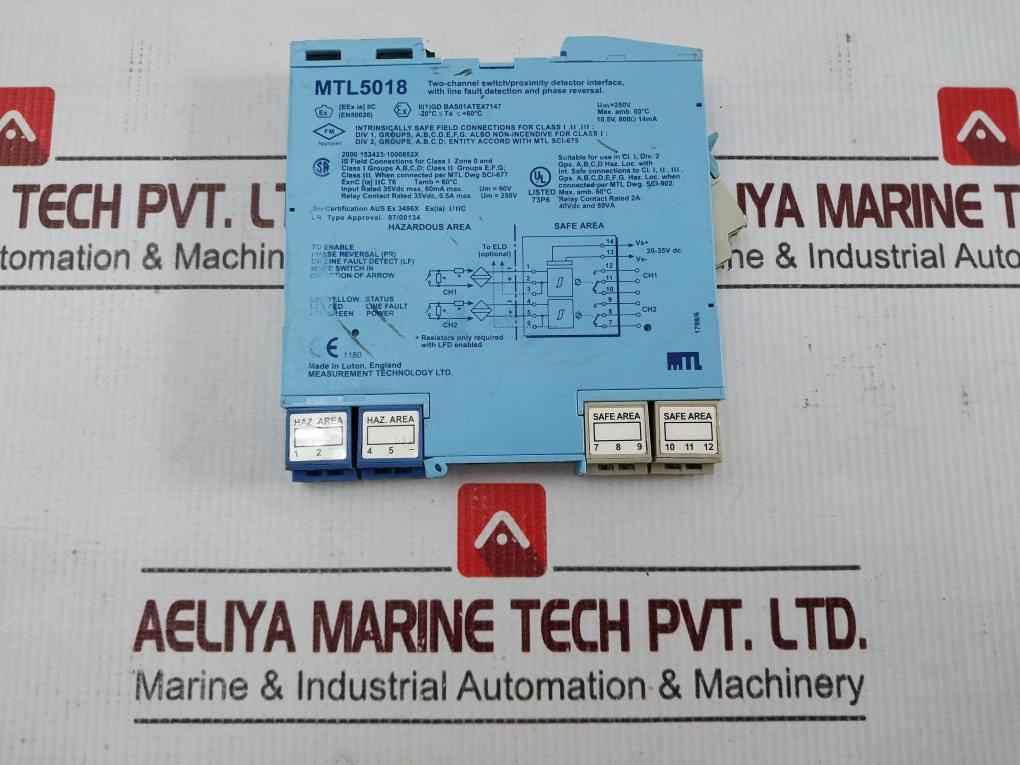 Mtl Mtl5018 Two-channel Switch/Proximity Detector Interface Module 35Vdc 0.5A