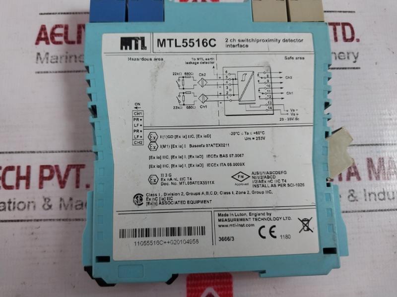Mtl Mtl5516C 2Ch Switch/Proximity Detector Interface 20-35Vdc Baseefa 07Atex0211