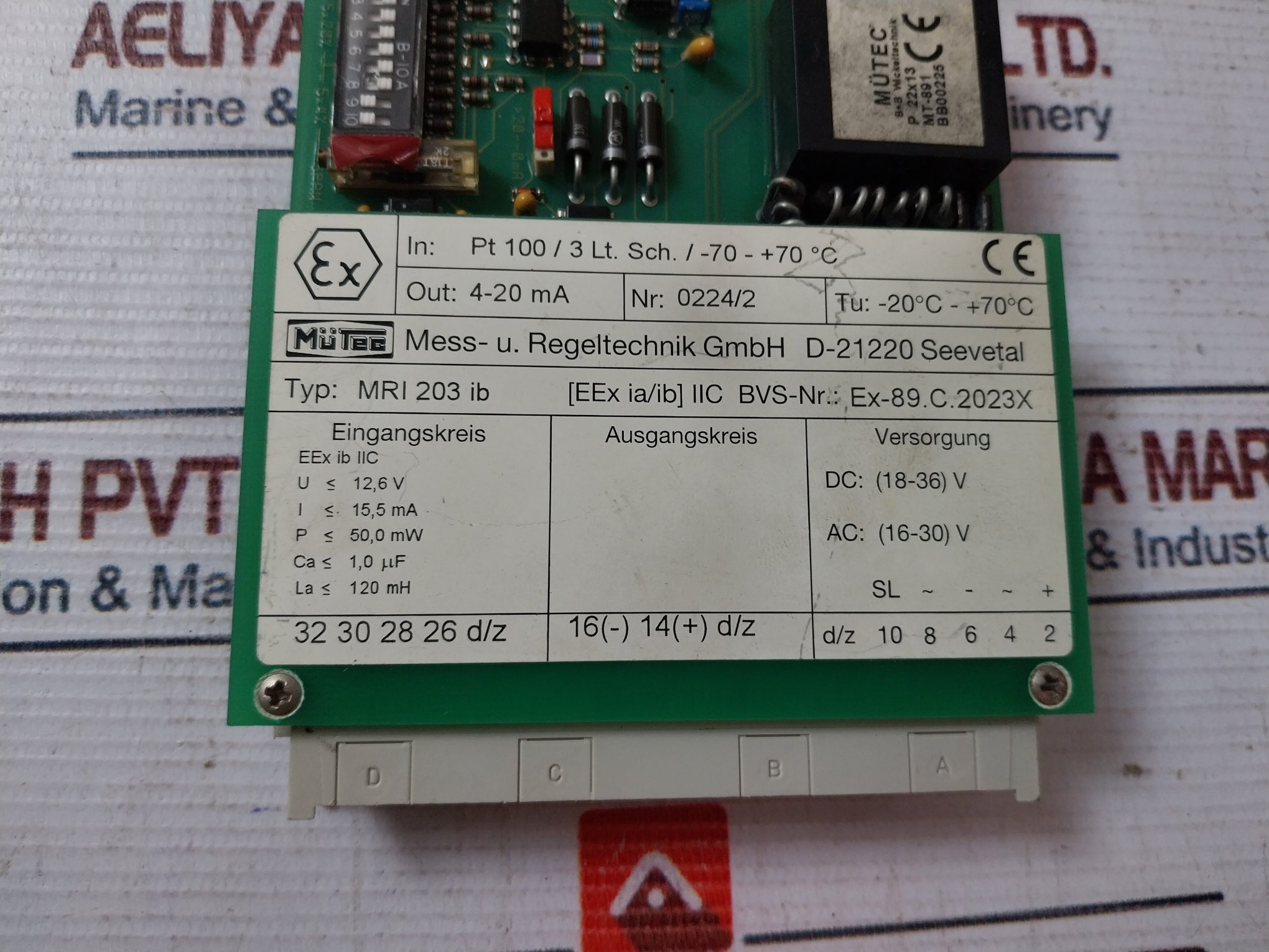 Mutec Mri 203 Ib Printed Circuit Board Output: 4-20 Ma