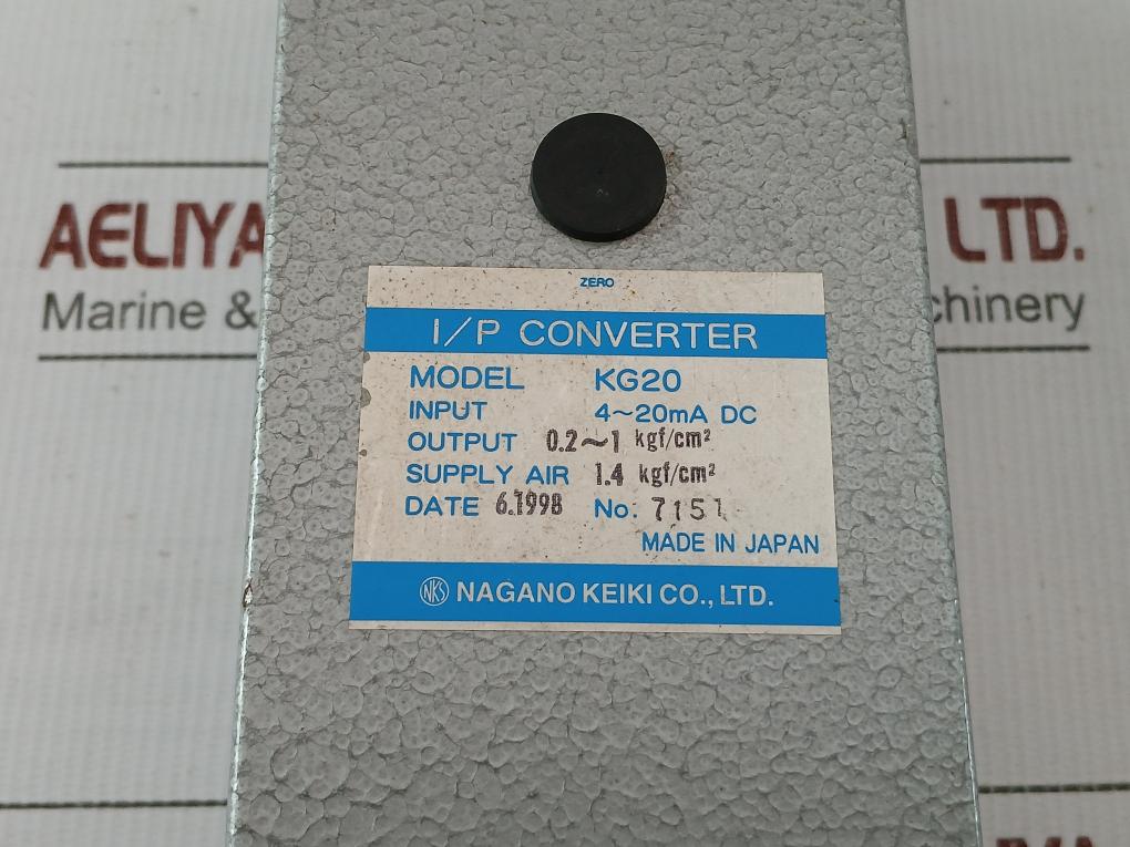 Nagano Keiki Input 4~20Madc Electro Pneumatic I/P Converter Kg20