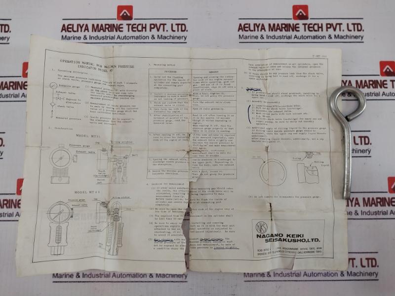 Nagano Keiki Seisakusho MT31 Maximum Pressure Indicator 3024632 0-200 KGF/CM2