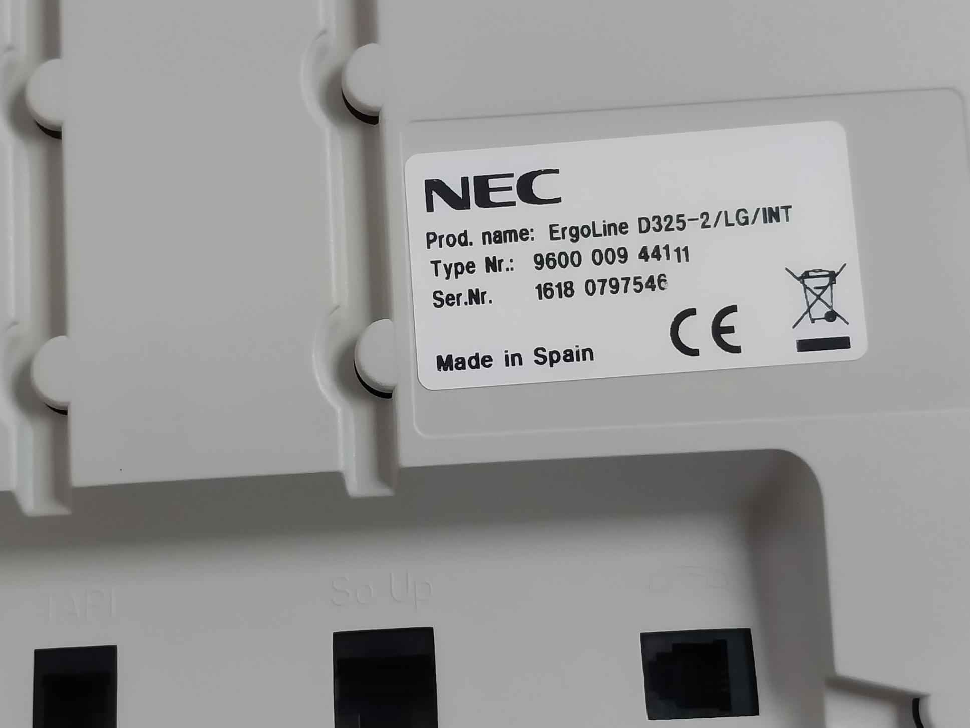 Nec 9600 009 441 11 Ergoline D325-2/lg/int Desk Digital Telephone(Not Working)