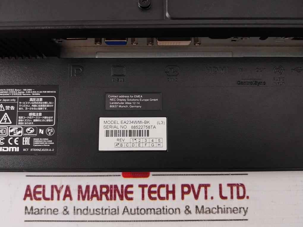 Nec Ea234Wmi-bk I/A Series 23" Lcd Monitor L232Qa Rev 0A (Black)