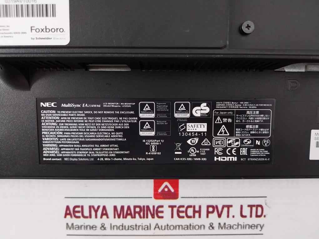 Nec Ea234Wmi-bk I/A Series 23" Lcd Monitor L232Qa Rev 0A (Black)