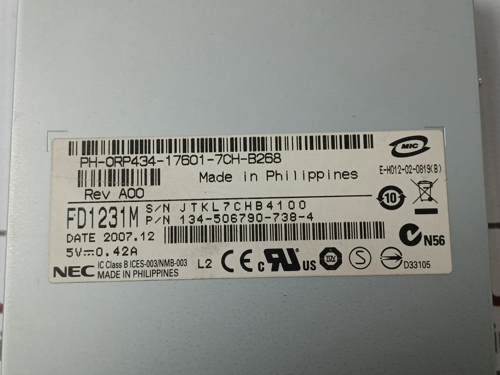 Nec Fd1231M Internal Floppy Disk Drive