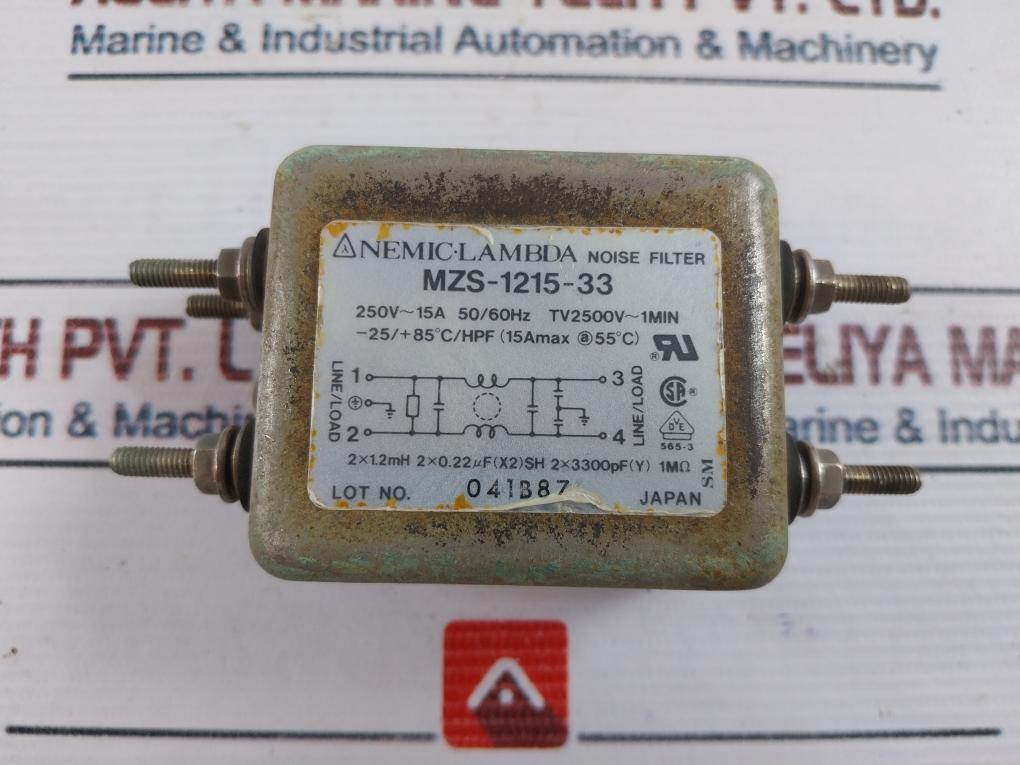 Nemic-lambda Mzs-1215-33 Noise Filter 15A 250V 50/60Hz