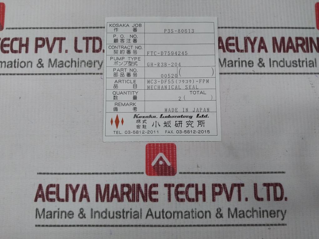 Nippon Pillar Ccu30-dfk6A-055 Mechanical Seal Gh-r3B-204