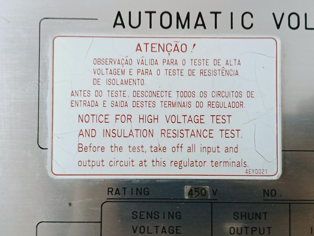 Nishishiba Electric Vzrab-1S Automatic Voltage Regulator 450V