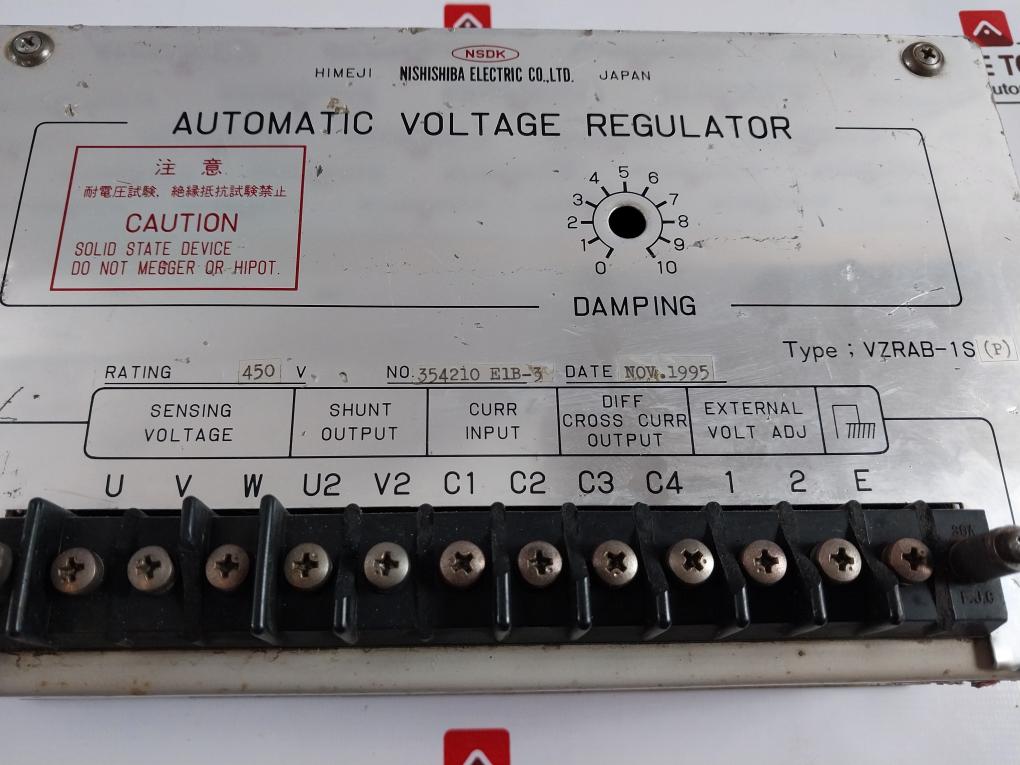 Nishishiba Electric Vzrab-1S(P) Automatic Voltage Regulator 450V