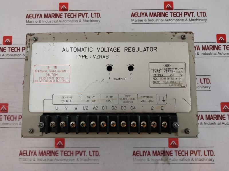 Nishishiba Electric Vzrab-4A(P) Automatic Voltage Regulator 450V N06858 Ev1F-9