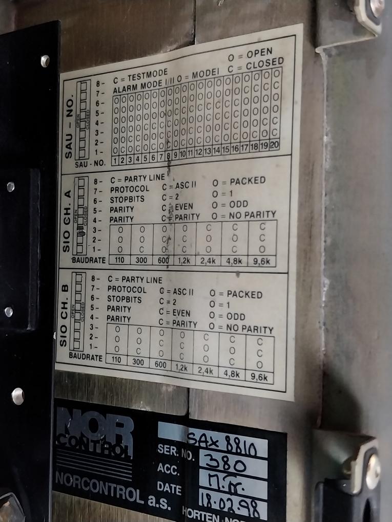 Norcontrol Signal Acquisition Unit Vt25-373-99/X9 Sax 8810