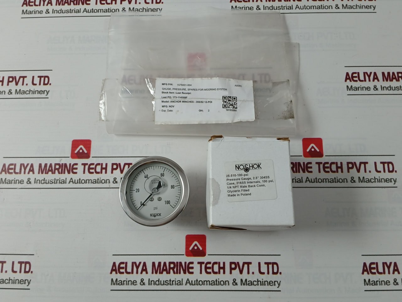 Noshok 0-100 Psi Pressure Gauges 2.5” 304Ss Case