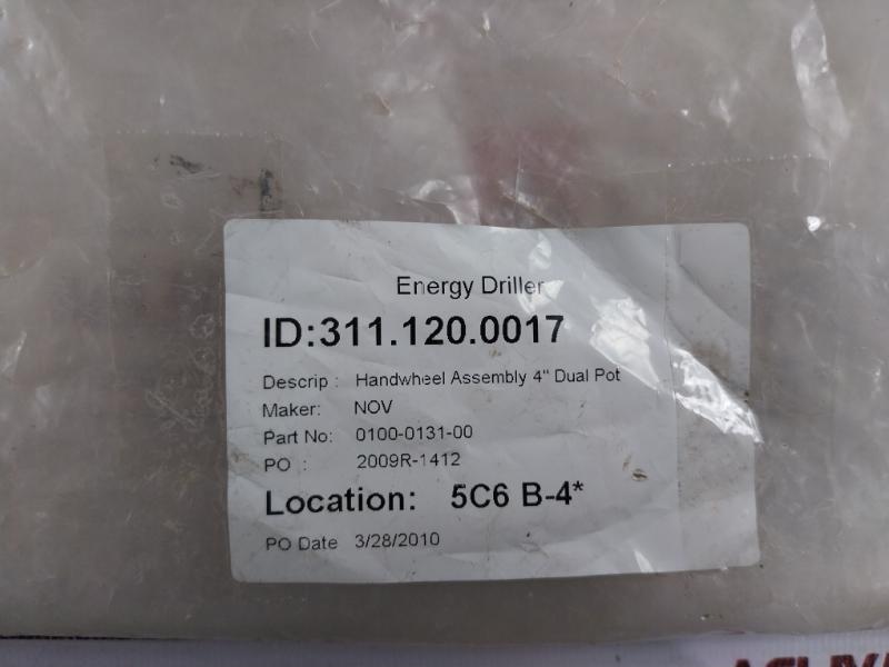 Nov 0100-0131-00 Handwheel Assembly 4" Dual Pot Set 0002-039 12 1704 1783-01