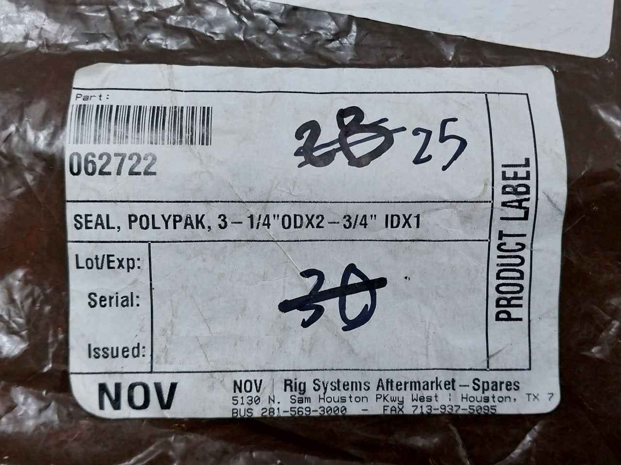 Nov 062722 Seal Polypak 3-1/4" Odx2-3/4" Idx1/4" Cs X1222462