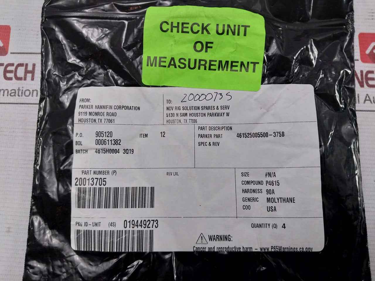 Nov 20013705 Seal Polypak 461525005500-375B 20000735 90A