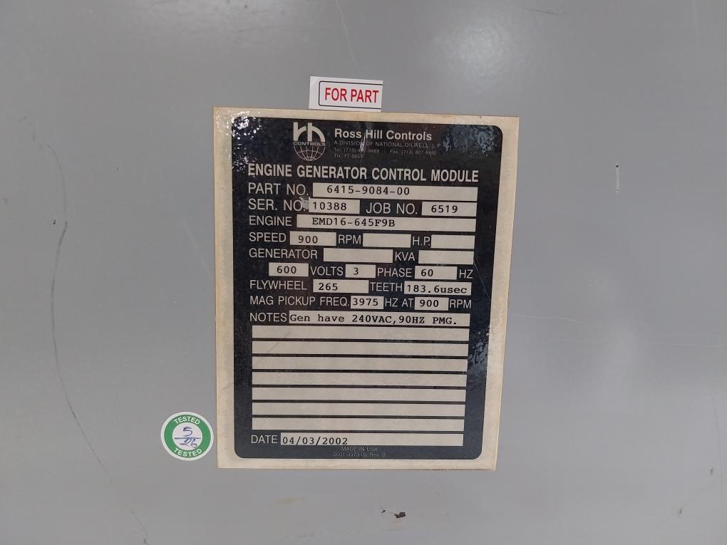 6415-9084-00 Engine Generator Control Module 600V 3Ph Nov