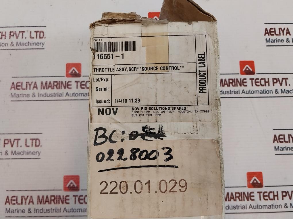Nov Rig Smedvig 116551-1 Throttle Assy Scr Source Control