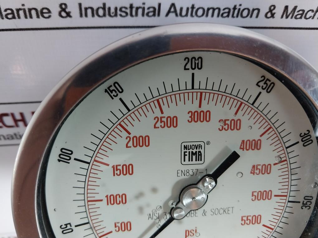 Nuova Fima En837-1 Pressure Gauge 0-5500 Psi / 0-400 Bar Aisi 316L