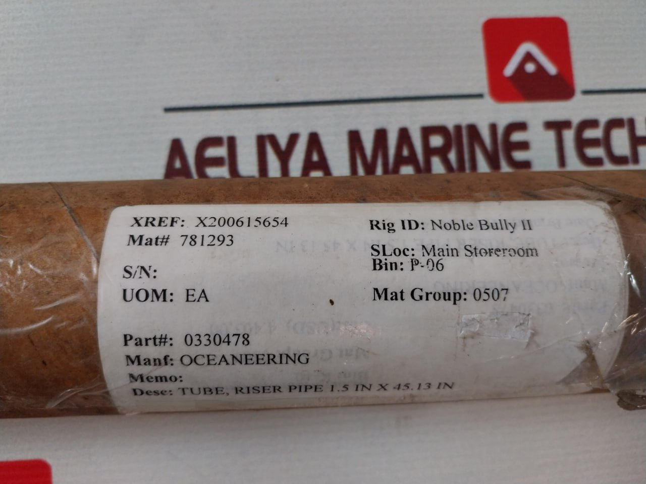 Oceaneering 0330478 Riser Pipe Tube 1.5 In X 45.13 In