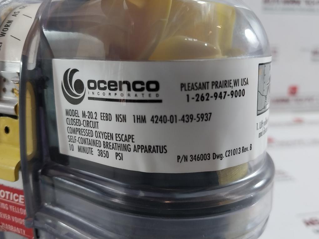Ocenco M-20.2 Eebd Emergency Escape Breathing Device 3850 Psi Rev : B