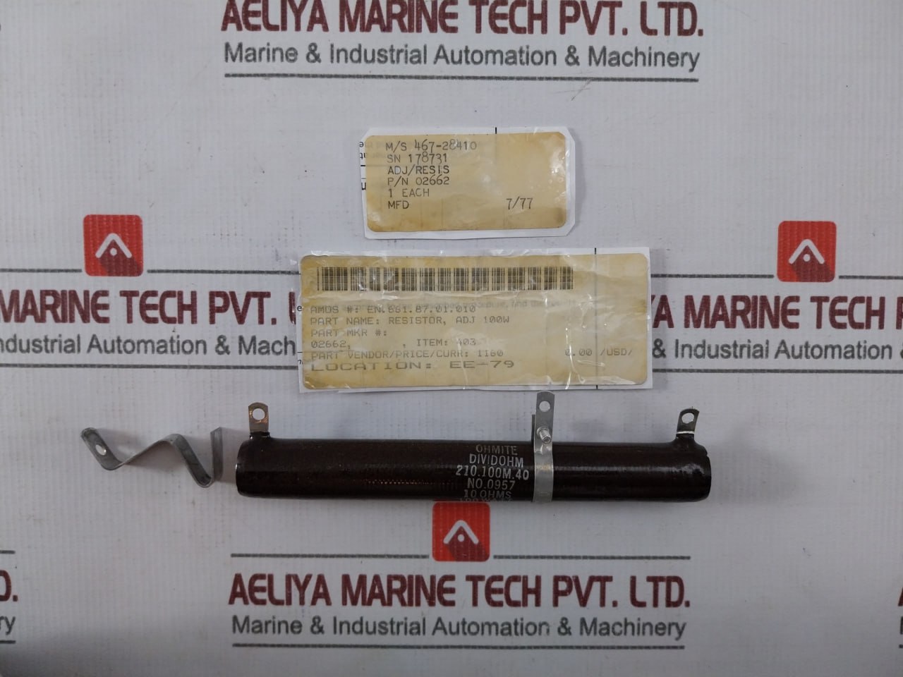 Ohmite 210.100M.40 Wire-wound Power Resistor