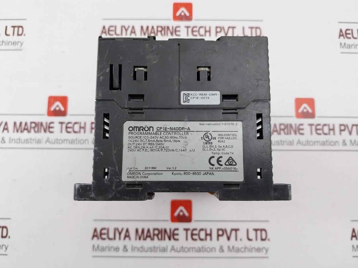 Omron Cp1E-n40Dr-a Programmable Controller 50/60Hz,100-240V Ac
