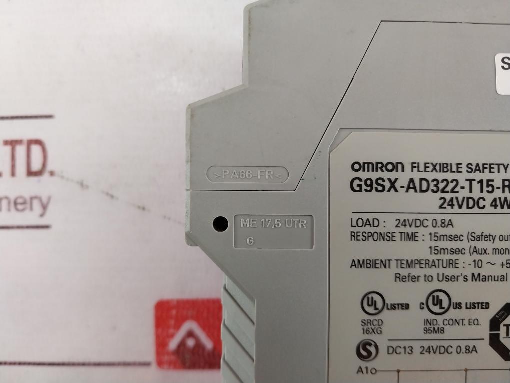 Omron G9Sx-ad322-t15-rt Flexible Safety Unit 24Vdc 4W 0.8A 15Msec
