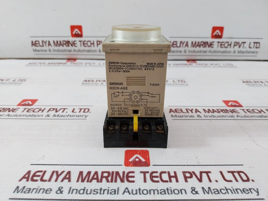 Omron H3Cr-a8E Solid-state Timer W/ Base 0-30 Sec 24–48 Vac 50/60 Hz